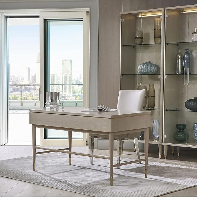 Jennifer Taylor Home Troy 59" 5-Drawer Wood Home Office Desk, White Oak Veneer & Birchwood | Amazon (US)