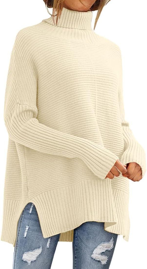 EFAN Women's Turtleneck Oversized Sweaters Fall Outfits Clothes Trendy Fashion Long Pullover Knit... | Amazon (US)