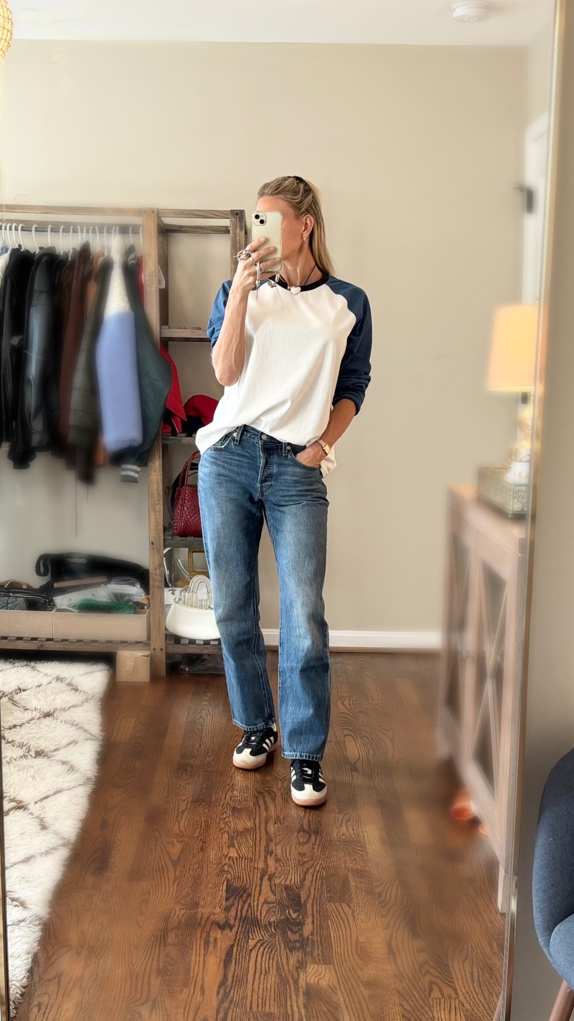 OOTD! I love this baseball tee! Hard to tell but the neck contrast is black! So many ways to style and under $100.00!

#LTKOver40 #LTKootd