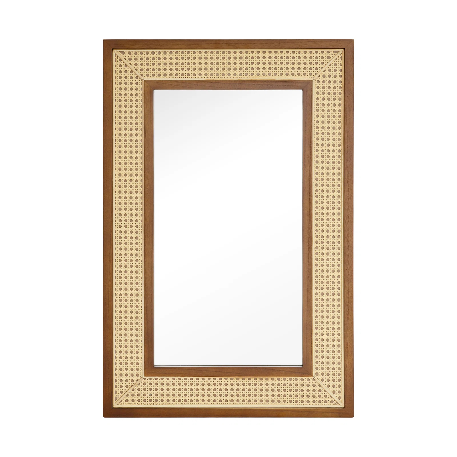 Bay Isle Home™ Neelyville Boho Woven Rattan Wood Frame Farmhouse Rectangle Flat Wall Mirror & R... | Wayfair North America