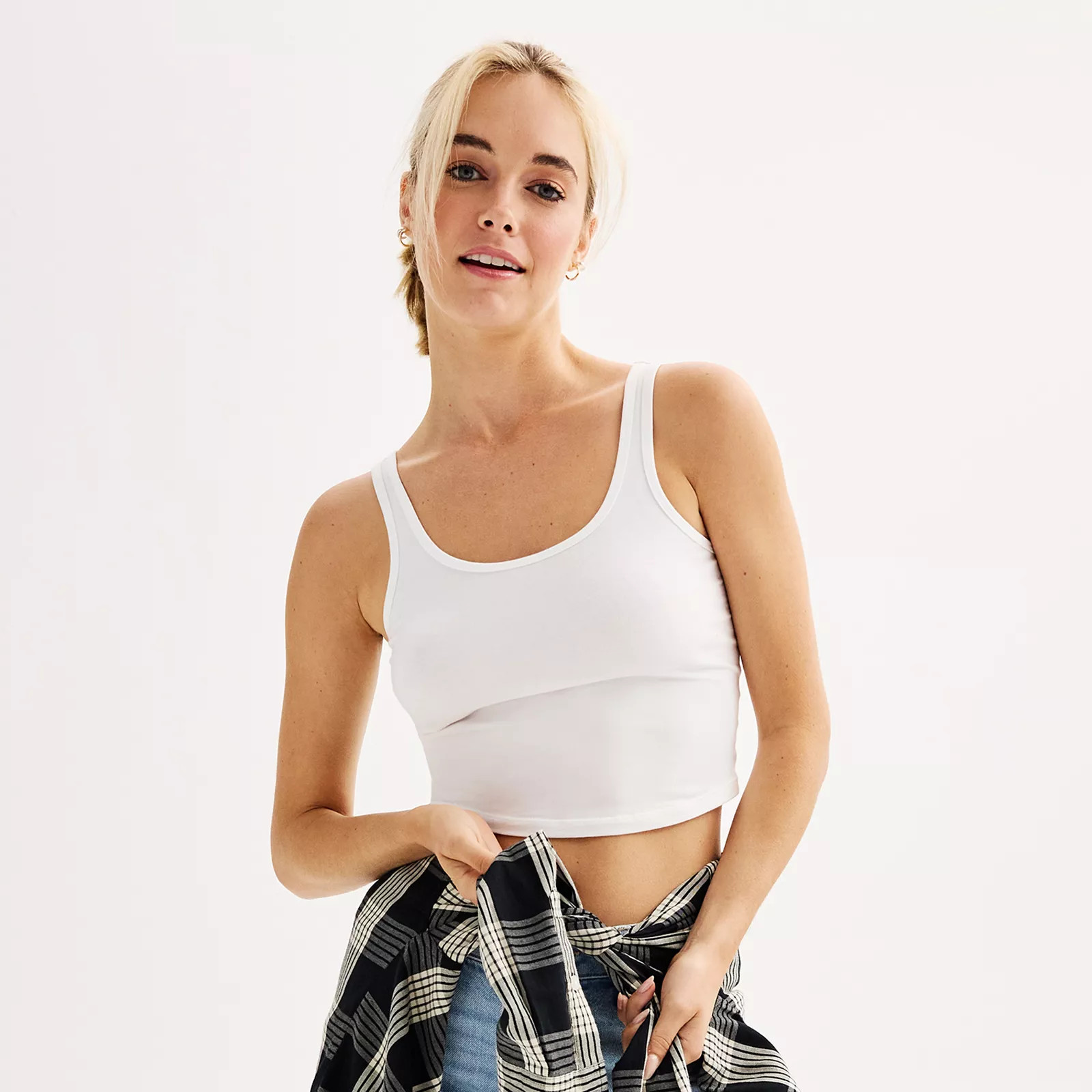 Juniors' SO® Cropped Double Scoop Tank Top | Kohl's