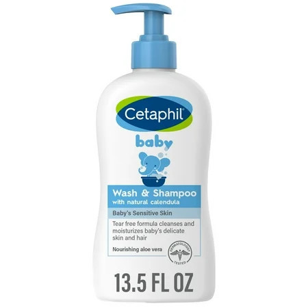 Cetaphil Baby Moisturizing Shampoo and Body Wash with Aloe Vera and Natural Calendula, 13.5 fl oz | Walmart (US)