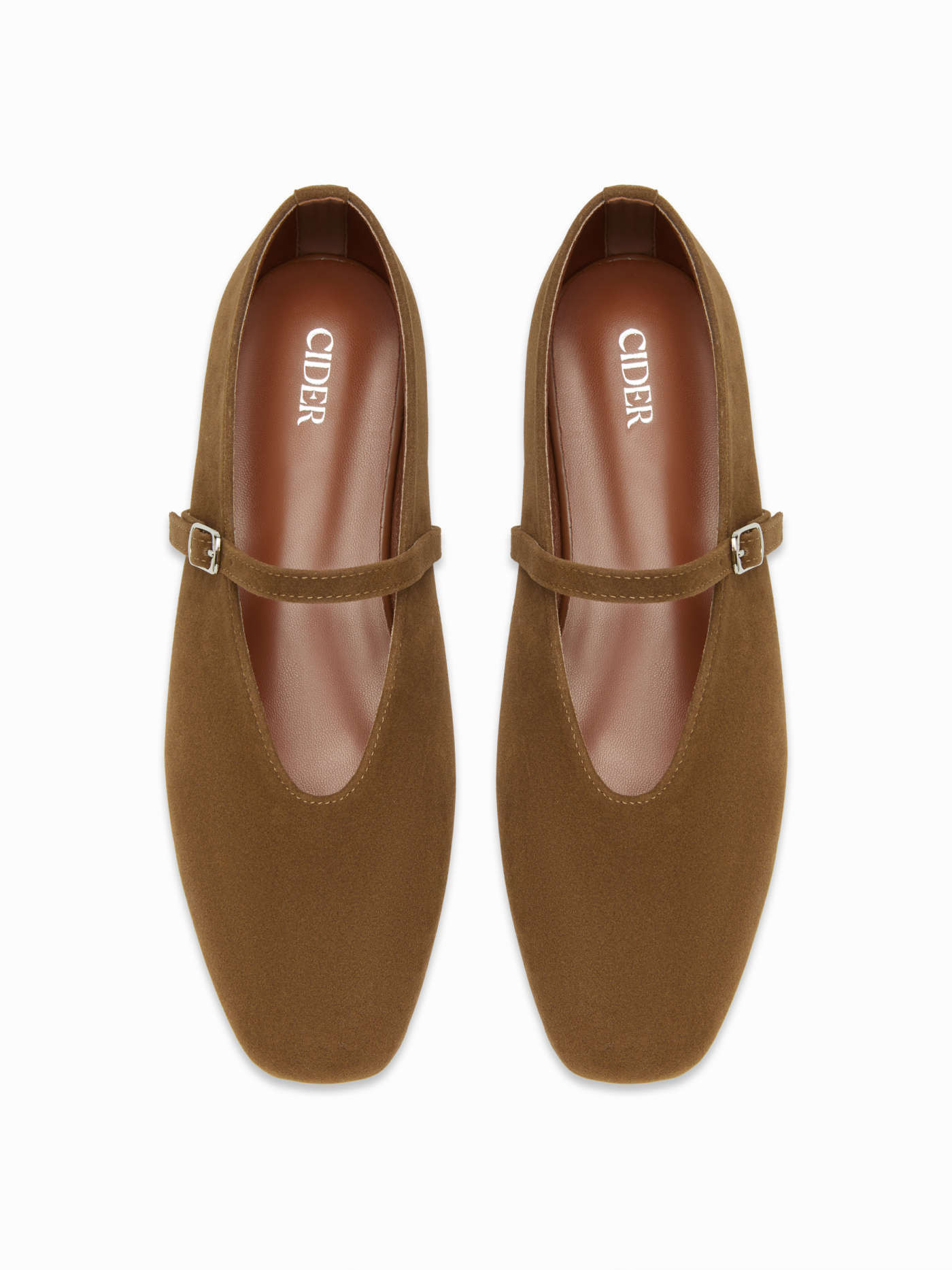 FAUX SUEDE MARY JANE FLATS For Daily Casual Date Coffee Shop Work | Cider