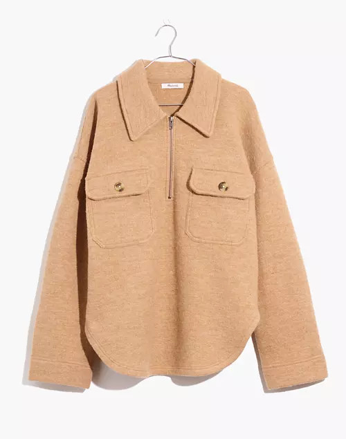 Boiled Wool Half-Zip Popover Sweater | Madewell