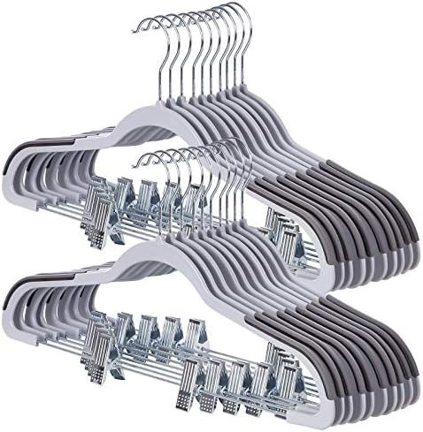 SONGMICS Pack of 20 Pants Hangers with Clips, Heavy-Duty Premium Quality Plastic, 0.2-Inch Thick and | Amazon (US)