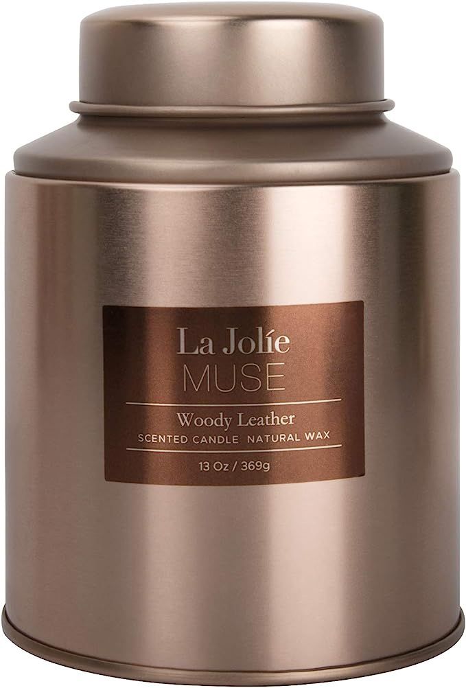 LA JOLIE MUSE Woody Leather Scented Candle, Natural Wax Candle for Home, 85-100 Hours Long Burnin... | Amazon (UK)