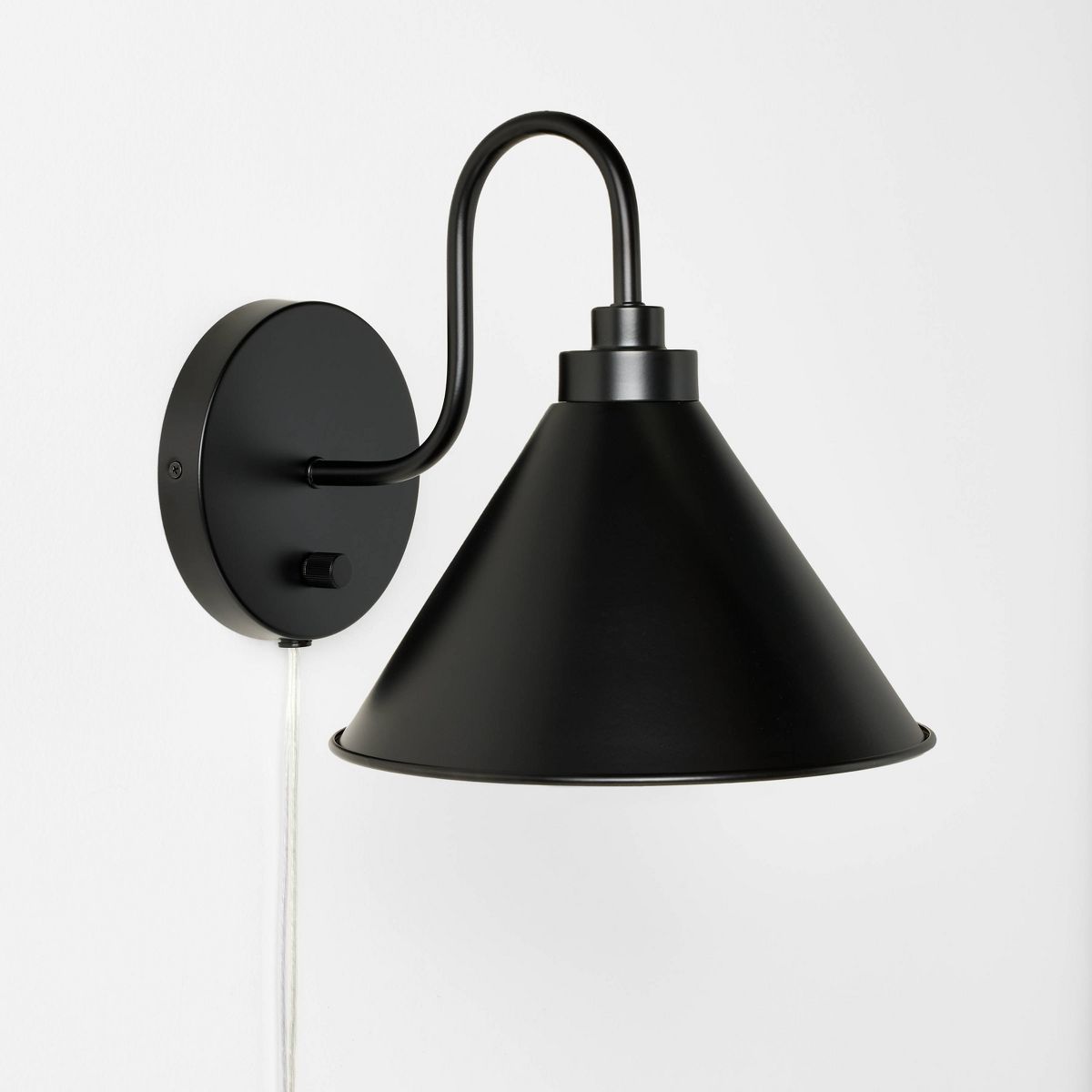 Curved Neck Wall Sconce with Metal Shade Black - Threshold™ designed with Studio McGee | Target