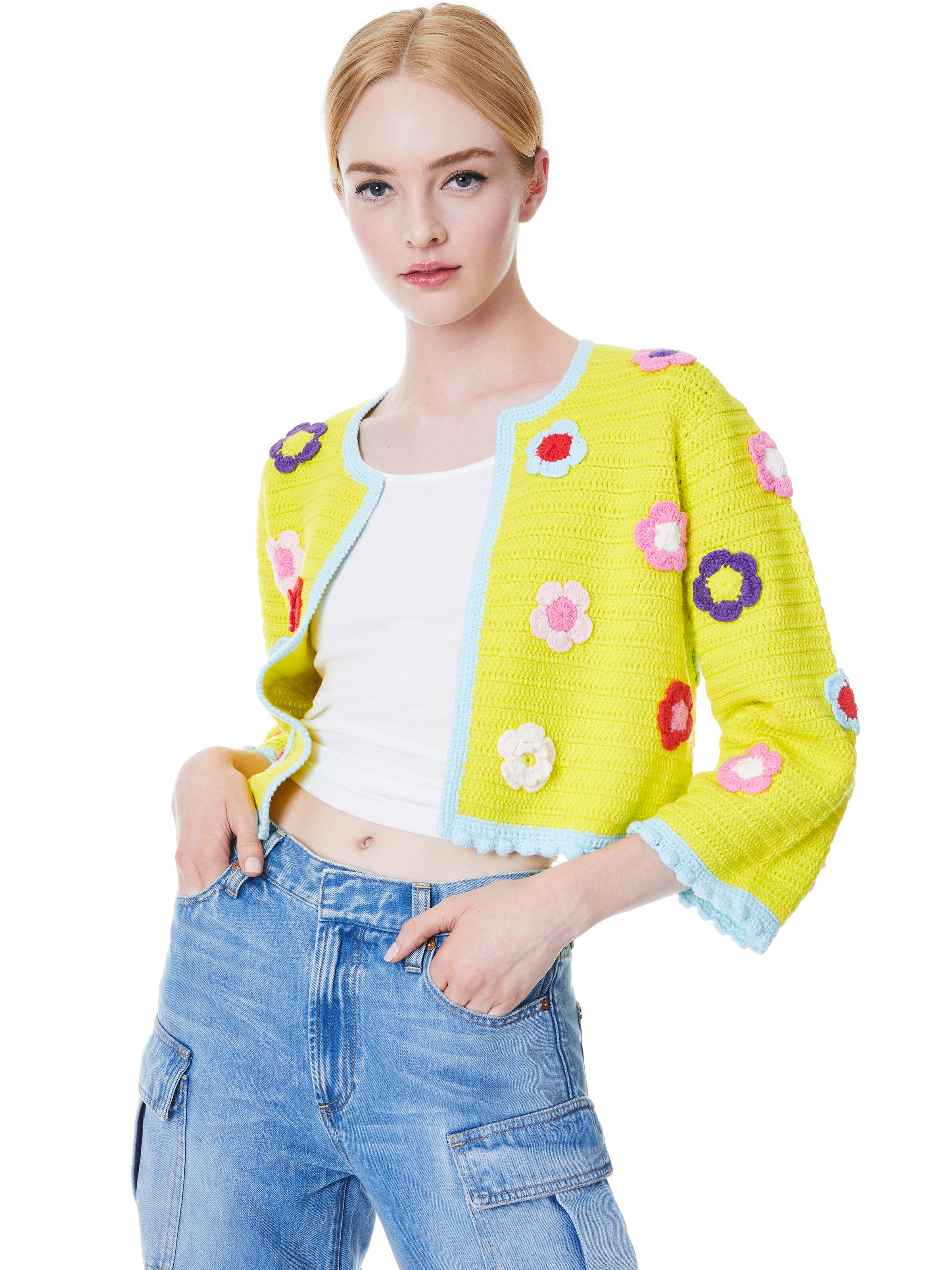 alice + olivia ANDERSON FLOWER CROCHET CARDIGAN | Alice + Olivia