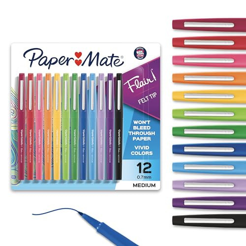 Paper Mate Flair Felt Tip Pens, Medium Point (0.7mm), 12 Count - For Arts & Crafts, Note-Taking, Journaling, School Supplies for Teachers & Students | Amazon (US)