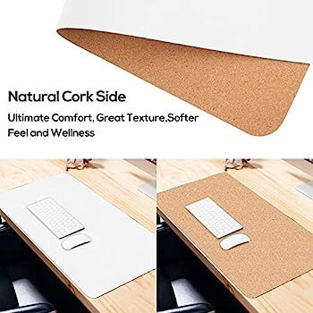 Large Natural Cork & Leather Desk Pad,eco Desk mat,Double-Sided Desk Protector ,Waterproof Keyboard  | Amazon (US)