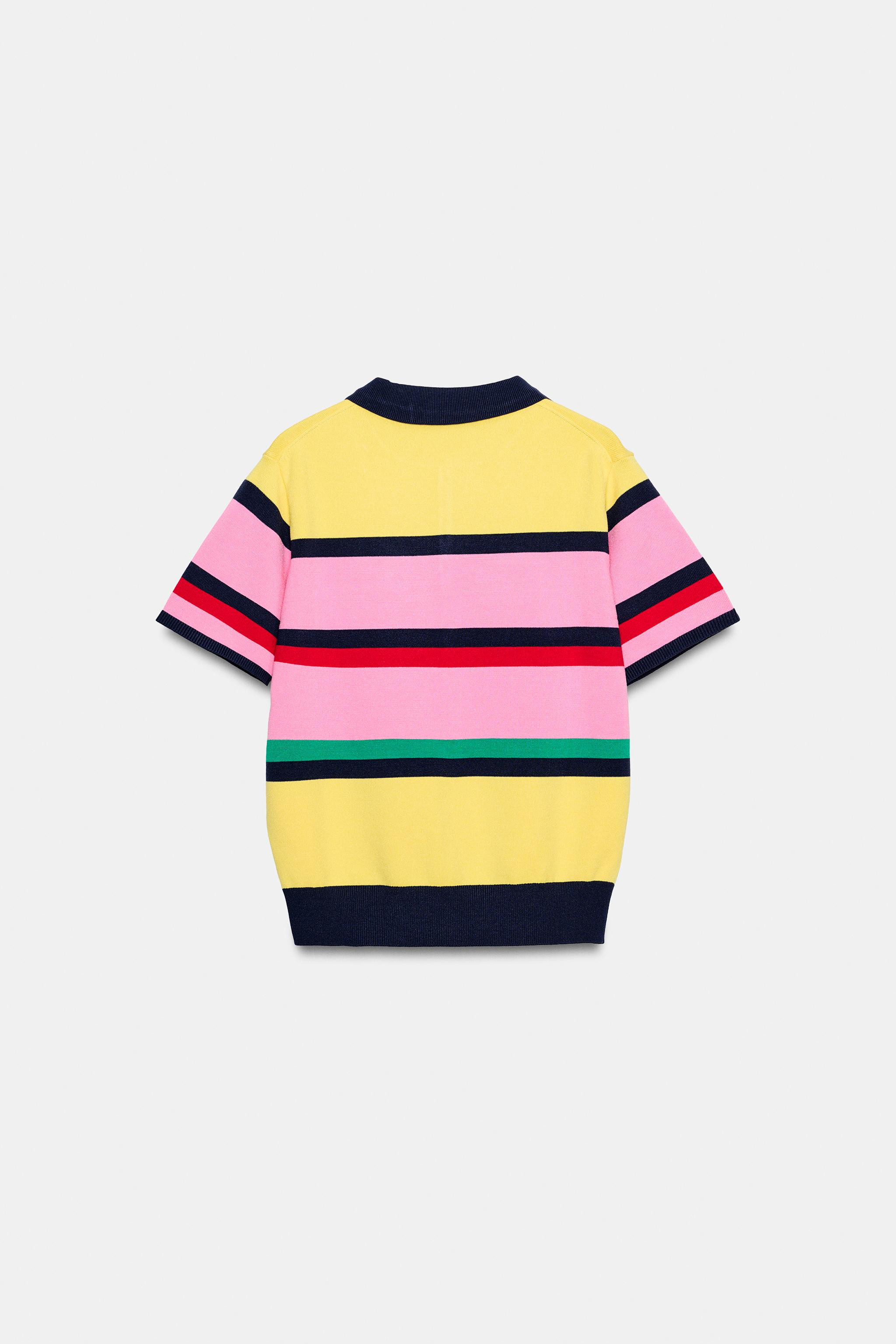 STRIPED KNIT POLO SHIRT | Zara UK