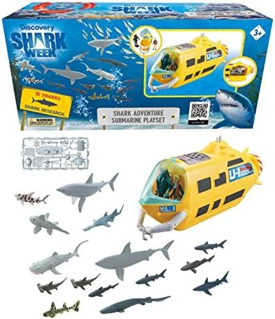 Shark Week Discovery Submarine Toy Playset, Realistic Shark Collection, Submarine, Action Figures, B | Amazon (US)