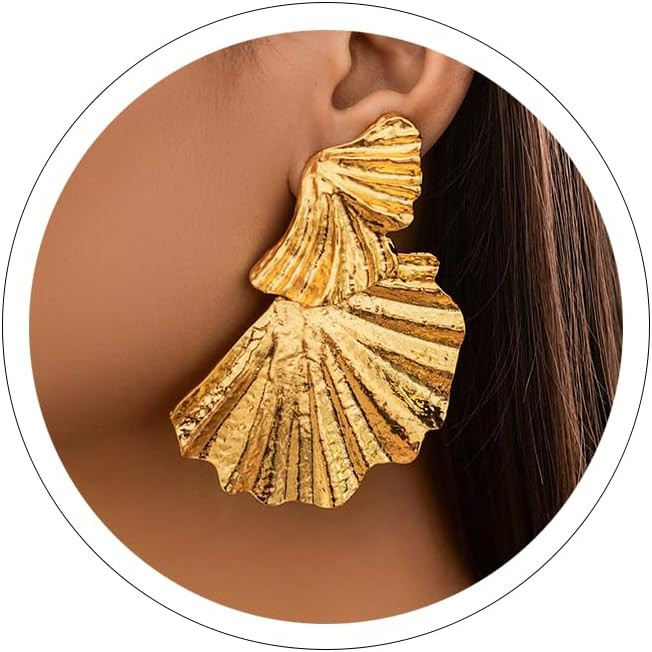 Statement Silver Geometric Dangle Earrings - Chunky, Big Thick Gold & Simple Fashion Silver Earri... | Amazon (US)