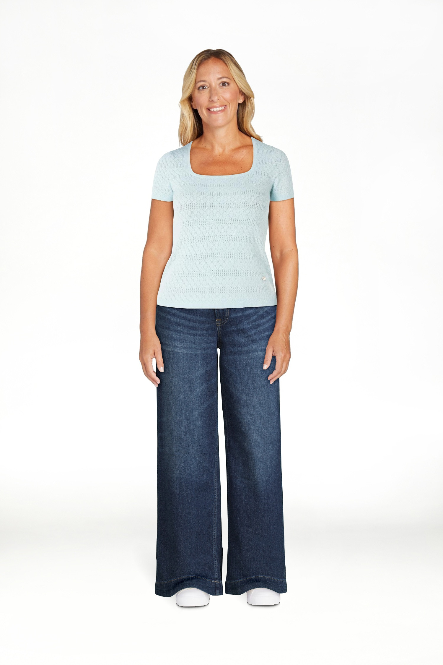 Celebrity Pink Women's and Women's Plus Short Sleeve Pointelle Top, Sizes XS-XXXL | Walmart (US)