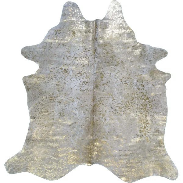 Novelty Florio Abstract Handmade Cowhide 6' x 7' Area Rug in Gold | Wayfair North America