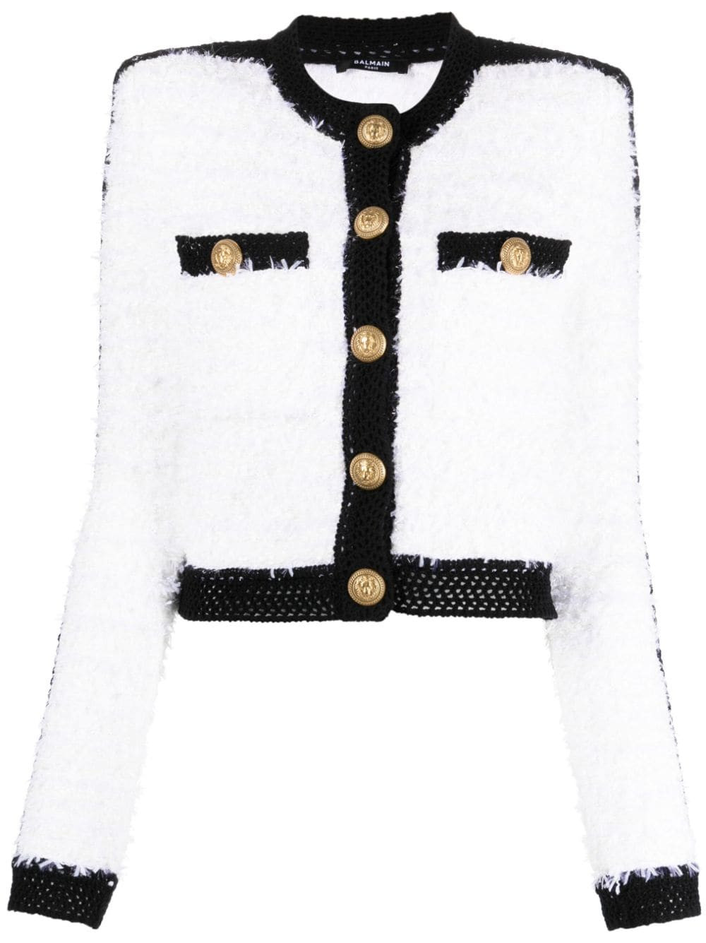 Balmain cropped tweed jacket - White | Farfetch Global