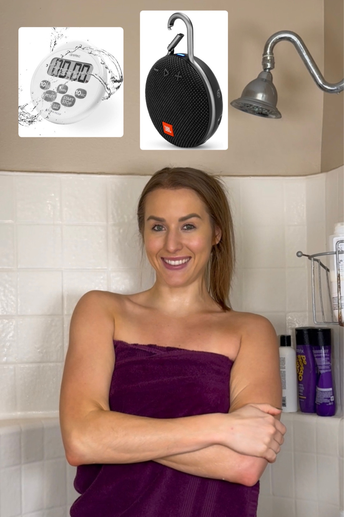 Cold shower must haves. Cold shower. Shower timer. Shower speaker. Waterproof timer. Waterproof speaker.

#LTKfitness #LTKhome