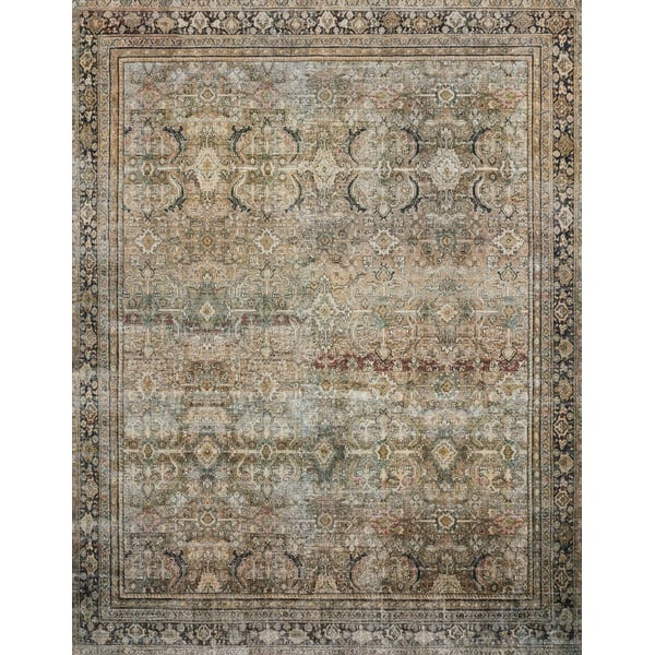 Layla Printed LAY-03 Olive/Charcoal Area Rug | Rugs Direct