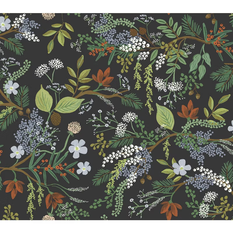 Rifle Paper Co. Juniper Forest Peel and Stick Wallpaper Black | Target