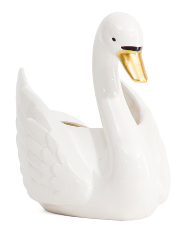 10in Swan Ceramic Vase Planter | TJ Maxx