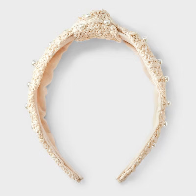 Raffia Pearl Top Knot Headband - A New Day™ Cream | Target