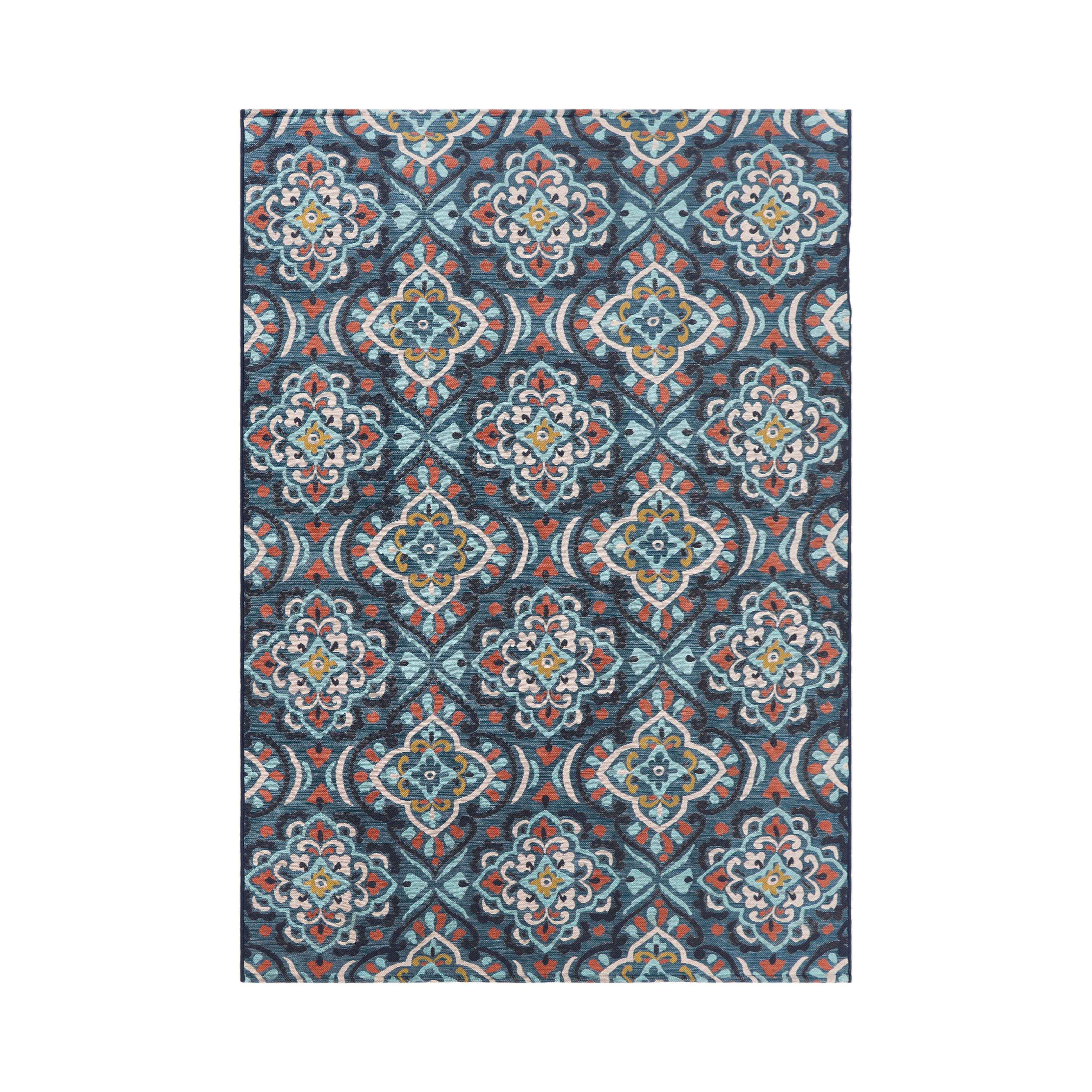 Better Homes & Gardens 6' x 9' Blue Medallion Outdoor Rug | Walmart (US)