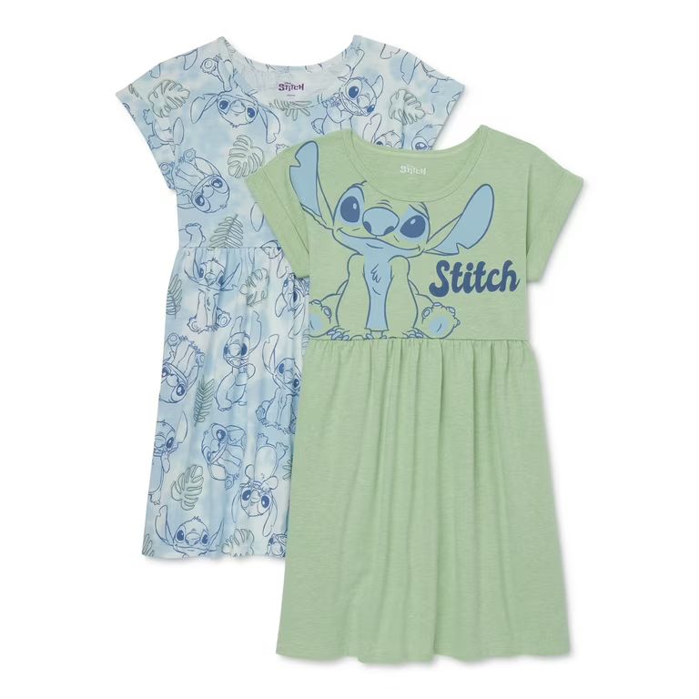 Disney’s Stitch Girls’ Play Dress with Short Sleeves, 2-Pack, Sizes 4-16 | Walmart (US)