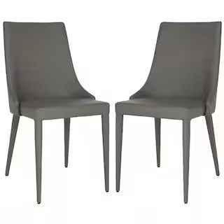 SAFAVIEH Summerset Gray 19 in. H Leather Side Chair (Set of 2) FOX2014H-SET2 - The Home Depot | The Home Depot