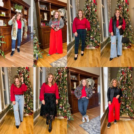 Red!!!! I can be a little picky about the tees I like. These all past the test. Some limited in sizing. 

Red button down size 12
Palazzo pants size XL
Pleated blouse size 14
Jeans 31 or 2.5
Turtleneck size L
Puffer size L
Quilted vest 2.0
Size XL in cardigan 

Holiday parties, holiday outfits, red outfits, Christmas red 

#LTKHoliday #LTKunder100 #LTKSeasonal