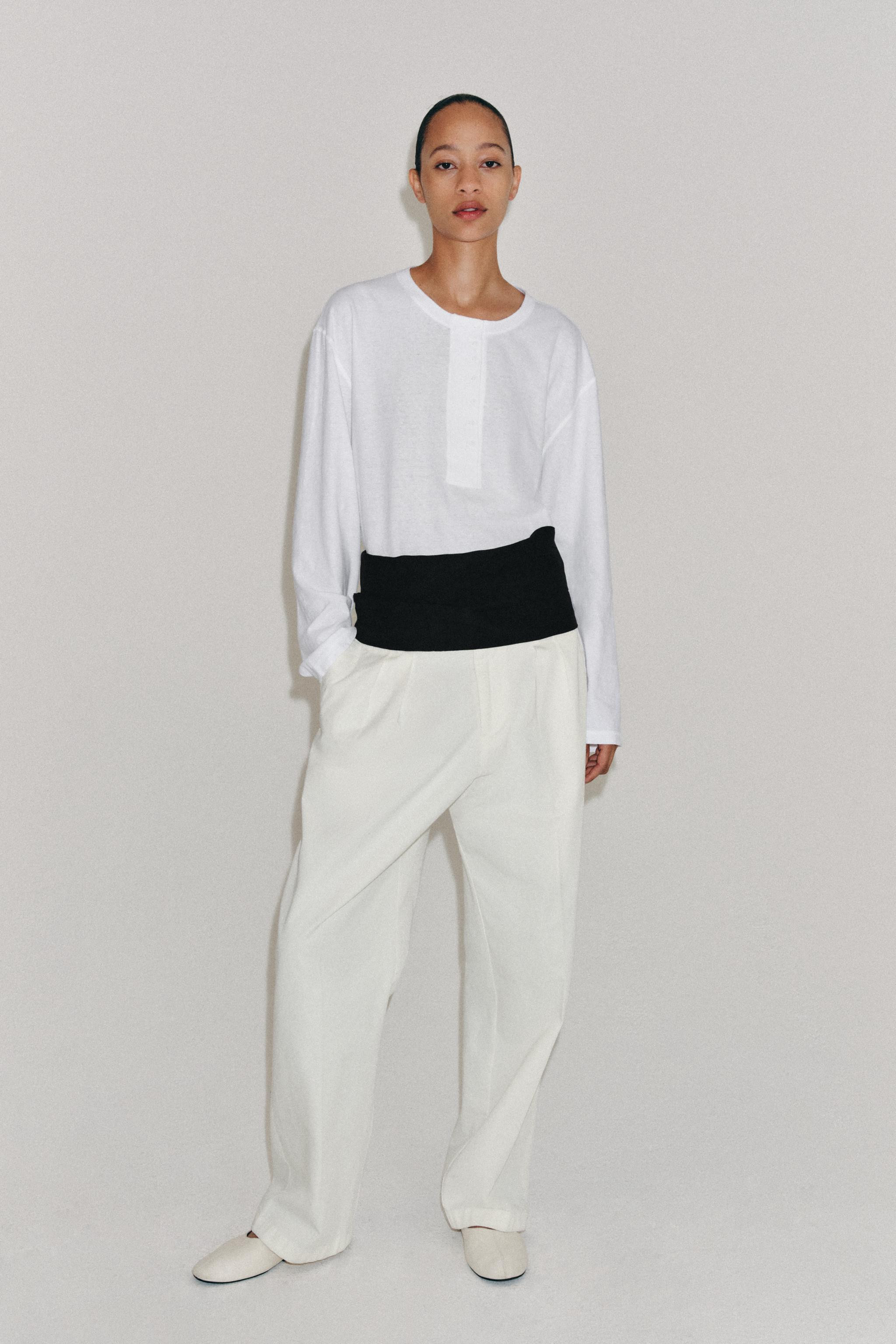 HENLEY T-SHIRT WITH LINEN BLEND | Zara UK