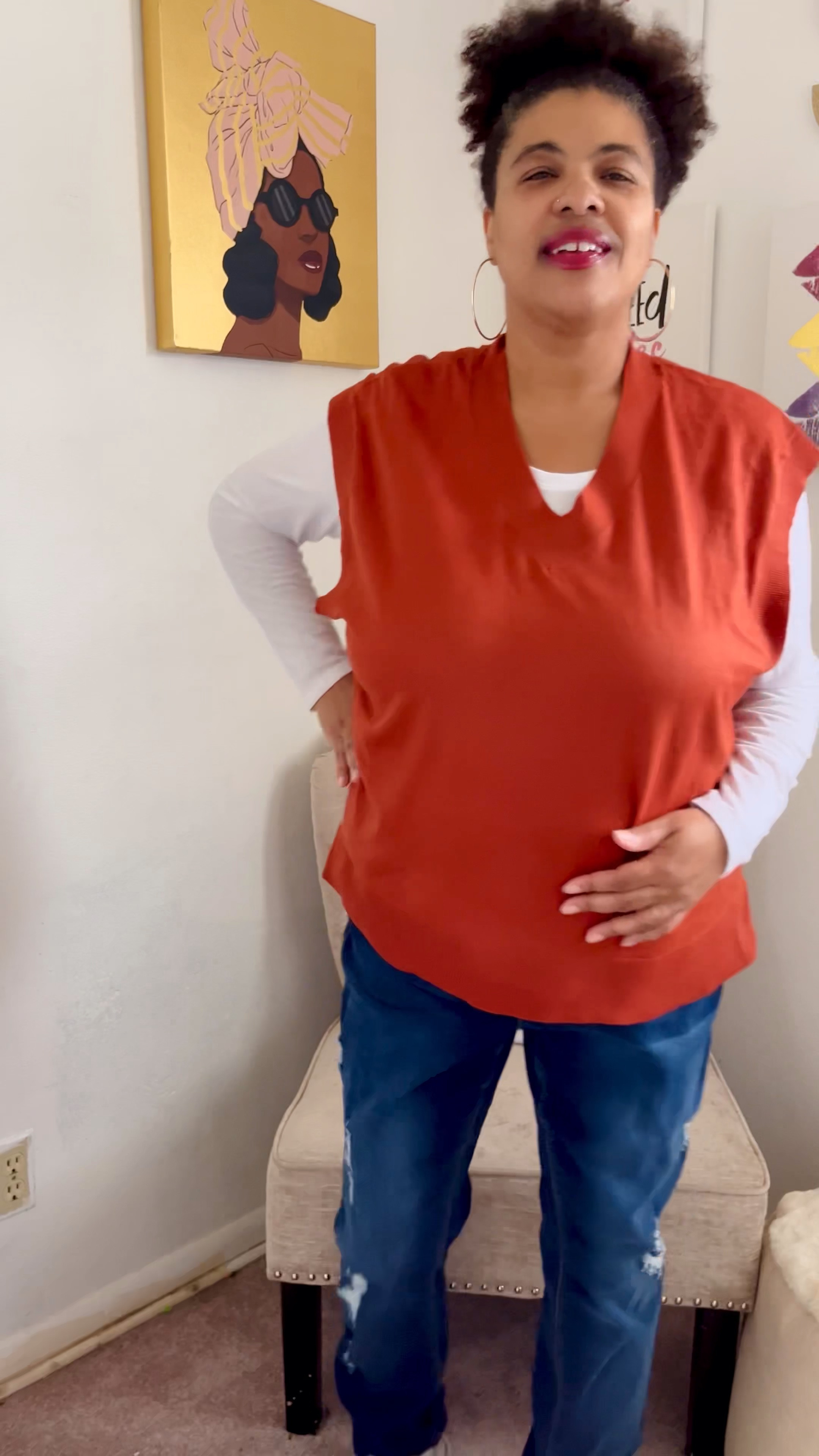 This cute orange sweater vest is affordable and perfect for fall. 

#LTKover40 #LTKplussize #LTKSeasonal