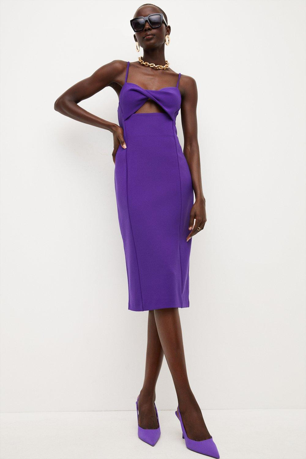 Figure Form Twist Front Strappy Midi Dress | Karen Millen UK & IE