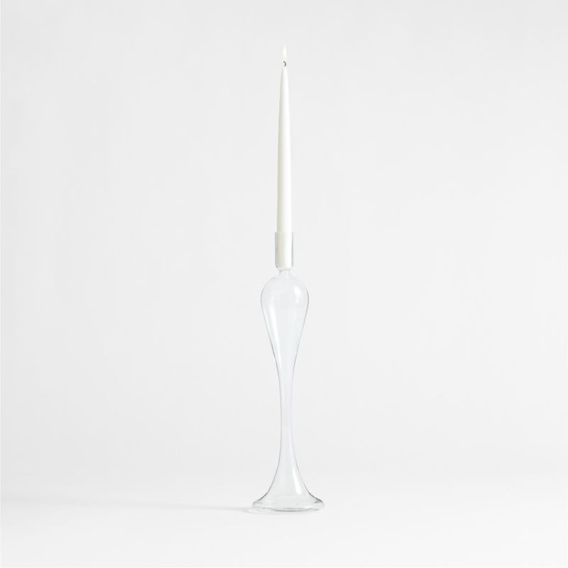 Milano Medium Clear Glass Taper Candle Holder 17" + Reviews | Crate & Barrel | Crate & Barrel