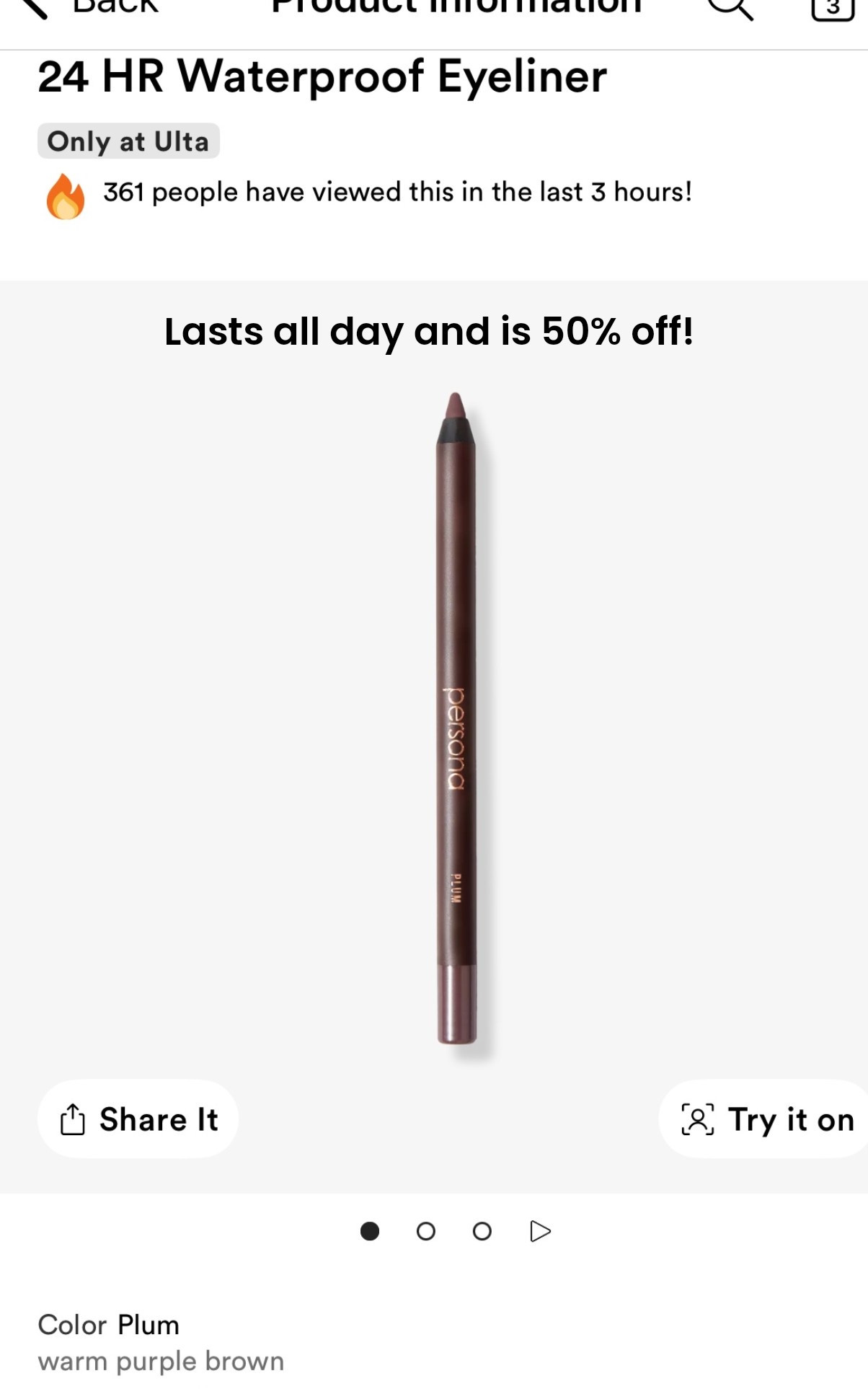 This doesn’t budge!! 50% off today only 

#beautysale #eyeliner #ultasale #sale

#LTKgrwm #LTKBeauty #LTKSaleAlert