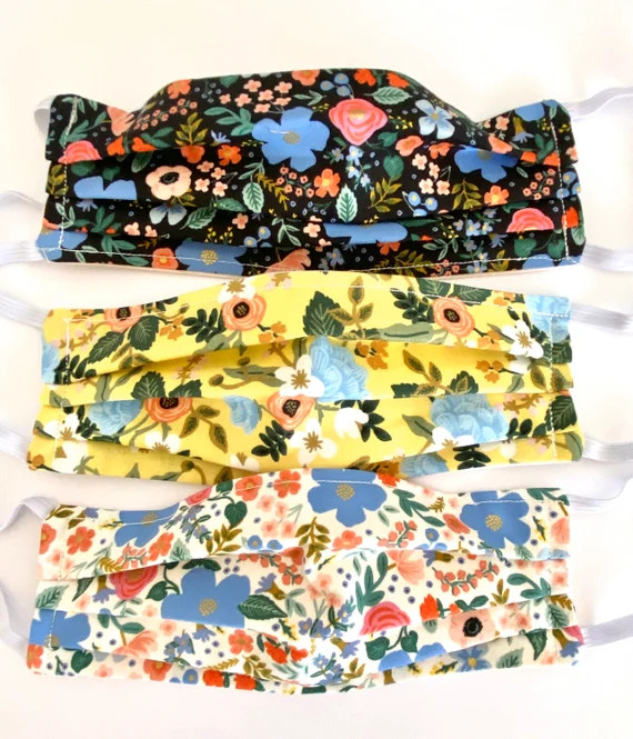 Face Mask Rifle Paper Co Floral Cotton Double Layer Fabric Face Mask | Cute Fabric Face Mask | Ri... | Etsy (US)