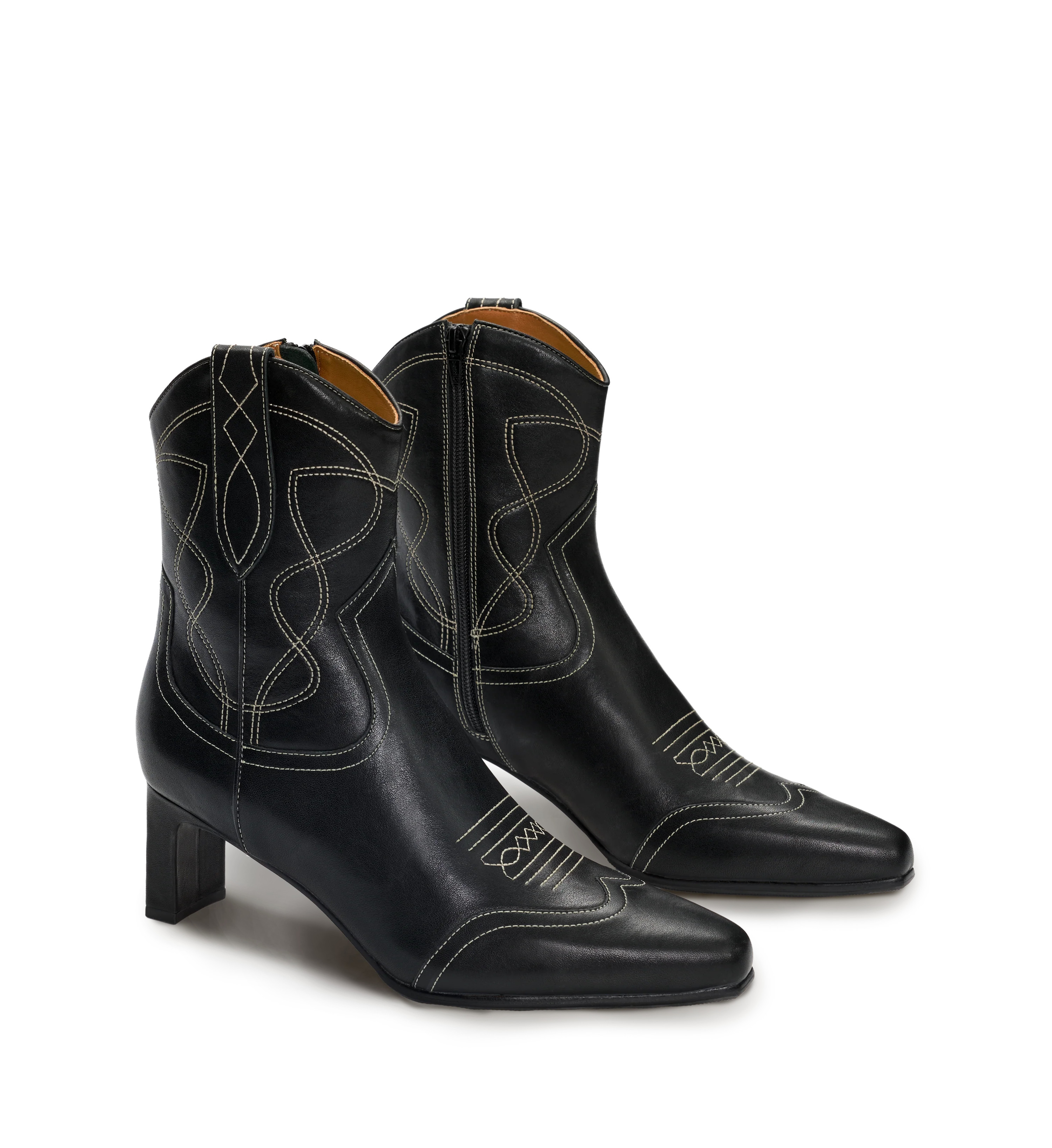 Wren Black Leather Heeled Boots | Bared Footwear | Bared Footwear