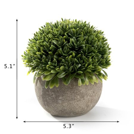 Realistic Mini Ball Shape Plastic Faux Plant in pot for Home Decor (Green) | Walmart (US)