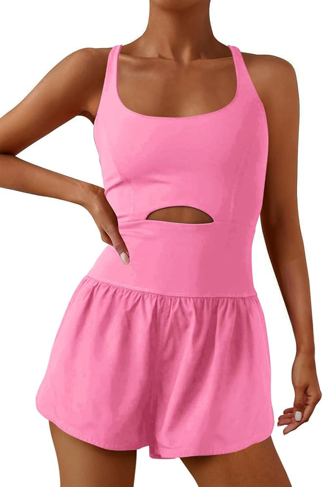 Womens Running Onesie Workout Rompers One Piece Outfits Exercise Jumpsuits Gym Yoga Clothes | Amazon (US)
