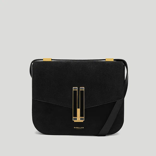 The Vancouver | Black Suede & Black Smooth Enamel Lock | DeMellier | DeMellier