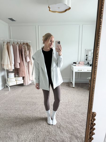 I love this casual athleisure outfit that can easily transition to a day of running errands. I’ve paired the Spanx peplum top with leggings and added this cozy wrap jacket from Nordstrom  

#LTKfitness #LTKstyletip #LTKSeasonal