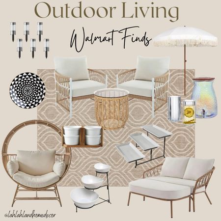 Get ready to enjoy the outdoors with these beautiful affordable decor finds from @walmart #walmarthome #walmart | patio seating | umbrella | outside outdoor rugs | outdoor seating chairs 

#LTKSeasonal #LTKsalealert #LTKhome