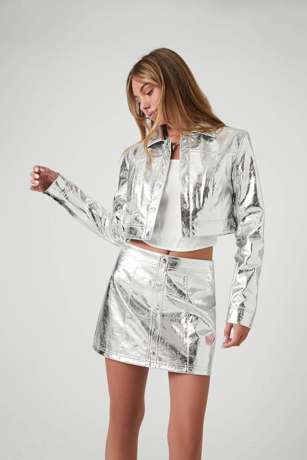 Metallic Faux Leather Skirt | Forever 21 (US)
