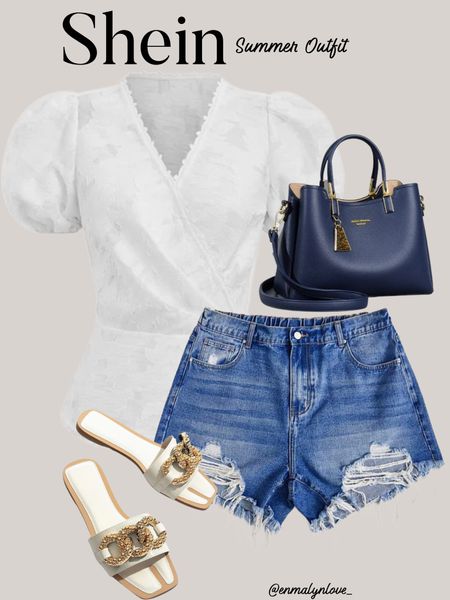 Casual Shein summer outfit. Affordable style, denim shorts, 

#LTKstyletip #LTKunder50 #LTKSeasonal