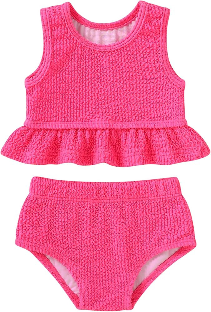 YOUNGER TREE Toddler Baby Girls Summer Swimsuit Sleeveless Striped Swimwear Two-Piece Suit Beach ... | Amazon (US)