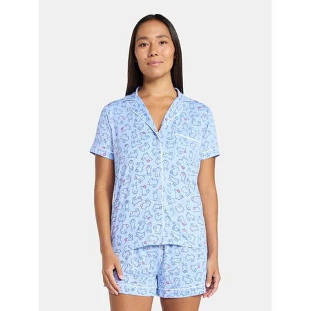 Easter Women s and Women s Plus Notch Collar Top and Shorts Pajama Set from Way to Celebrate 2-Piece Sizes XS-3X | Walmart (US)