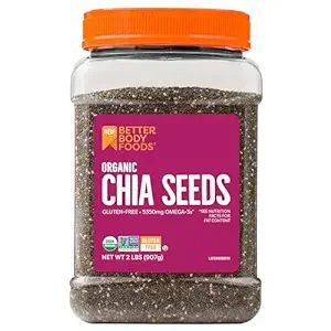BetterBody Foods Organic Chia Seeds 2 lbs, 32 Oz, with Omega-3, Non-GMO, Gluten Free, Keto Diet F... | Amazon (US)