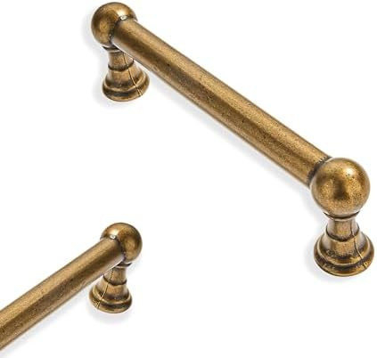 ZAUYX 2 Pack 3 Inch Hole Center Antique Brass Cabinet Pulls: Solid Heavy Duty Drawer Handles for ... | Amazon (US)