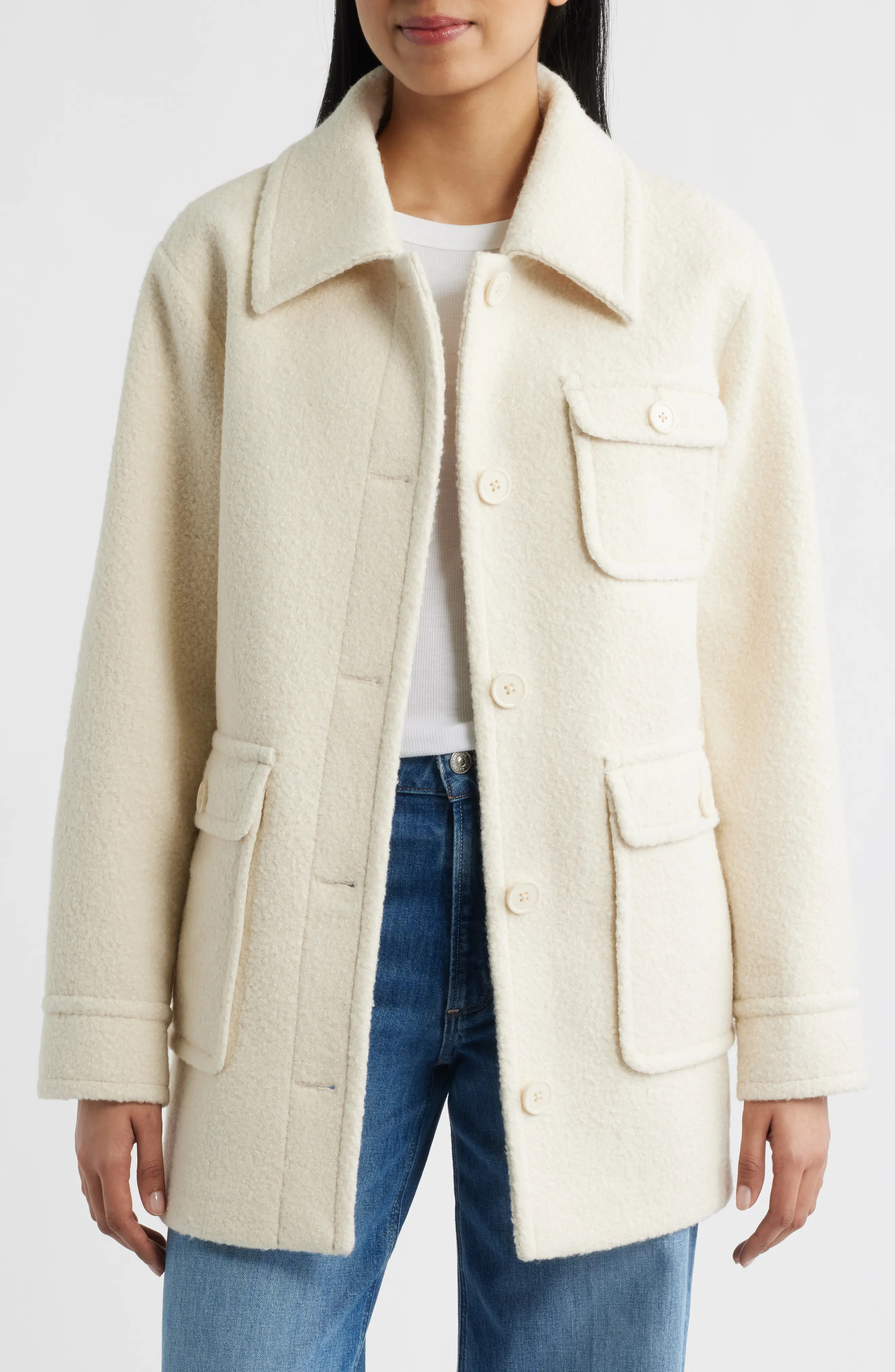 Boucl\u00e9 Shirt Jacket (Women) | Nordstrom | Nordstrom