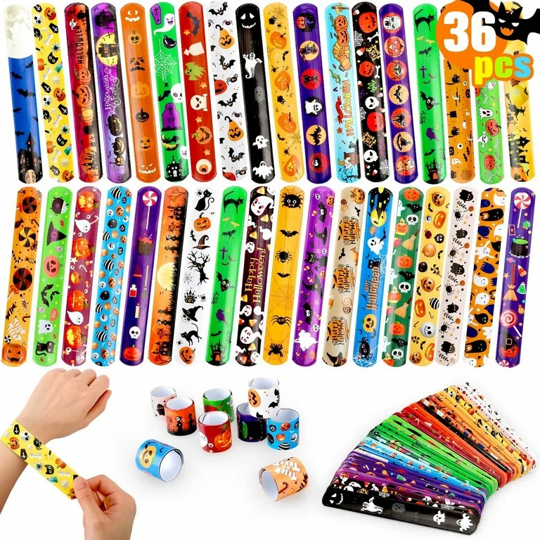 Ayieyill 36 PCS Halloween Slap Bracelets for Kids, Halloween Prizes Halloween Toys Bulk for Trick... | Walmart (US)