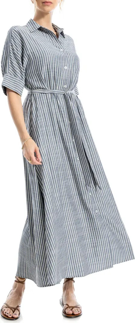 Stripe Short Sleeve Maxi Shirtdress | Nordstrom Rack